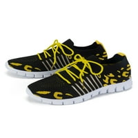 Gomelly dame patike za čarape čipke čipke Up up tekuće cipele Sportski stanovi Lagane šetnje cipele Žene žene žute-crno 5.5