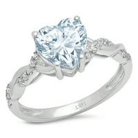 2.1ct srce rez plavo prirodno švicarski plavi topaz 18k bijelo zlato graviranje izjava bridalna godišnjica angažman vjenčanog prstena veličine 6