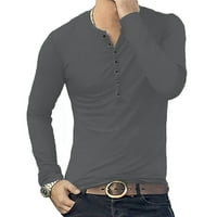 Košulje za muške modne modne majice jesen zima solidna boja V-izrez dugih rukava majica pulover odozgo