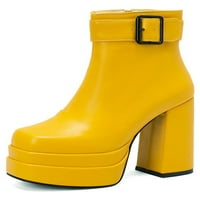 Fangasis Dame Buckle Buckle platforme Boots Square Fooe modni čizme za pokretanje prtljažnika protiv