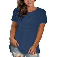 Jeborah ženska modna majica sa kratkim rukavima s kratkim rukavima, bluza s kratkim rukavima Navy XXXL