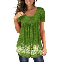 Košulje za žene Trendi Dressy Casual Cvjetni print sa kratkim kratkim rukavima Zelena s