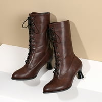SNGXGN Women Mid Calf Cowgirl Western Mid Calf Cowgirl Boot-on Boots za žene, smeđe, veličine 41