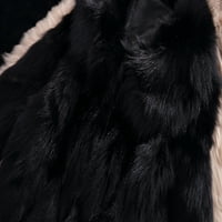 Ženski zimski kaputi - FAU Krzno dugi rukav Elegantni topli čvrsti kolač Cardigan, za jesen zimska crna