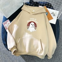 TOQOT Womens Halloween dukseri - labavi slatki jesen casual pulover Ghost Grafički duksevi duge rukave Khaki veličine m
