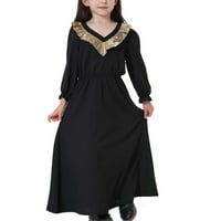 Djevojke za djecu Ljetna odjeća muslimanska duga haljina srednjeg velikih djevojčica okrugla vrata čipkaste