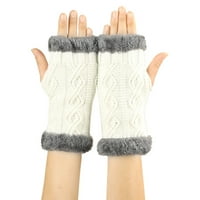 Lilgiuy Women zimske rukavice bez prstiju modni čvrsti boja pleteni ručni rukom Termički radovi Putovanja Sport Mittens za hladno vrijeme Bijelo