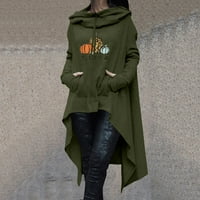 Riforla Women Fumekin Pismo Ispis Pulover dukseva Dukserska majica dugih rukava majica s kapuljačom s džepom Ženske dukseve i dukseve odjeću vojska Green_ XL