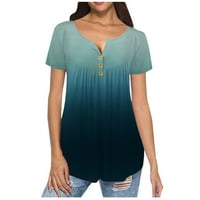 Ženske plus veličine T-majice za čišćenje žena O-izrez kratki rukav gradijentna strapa na ramena The bluze