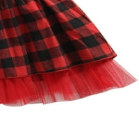 Little Toddler Baby Girl Božićne odjeće Red Plaid Ruffle haljina ruhove princeze čipke Tutu haljine