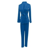 Blazer odijela za žene elegantne odjeće dugih rukava pune boje jakne sa dugim hlačama Poslovne setove