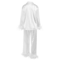 Wendunide ženska ležerna odjeća s dugim rukavima V vrat za spavanje kućne odjeće White s