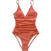 Kupci ženskih kupaćih kupaćih kostiva V-izrez čvrste boje ruffled jednodijelni kupaći kostim