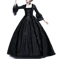 Homchy haljina za žene Vintage Retro Gotic Dugi haljina s dugim rukavima