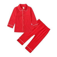 Dječji djeci Pajamas dječaci s dugim rukavima novi božićni crveni puni u boji pidžame za djecu kardigani