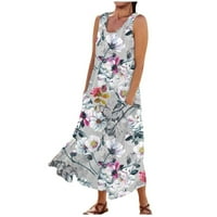 HHEI_K maturalna haljina Ženska casual komforna cvjetna ručna haljina bez rukava bez rukava