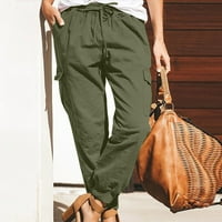 Woxinda pantalone džep za crtanje casual kombinezona u boji modne pantalone Čvrste žene hlače Ženske