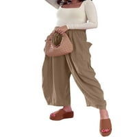 Lamuusaa žene na plaži široke noge hlače od pune boje labave ležerne harema sa visokim strukom za radnu
