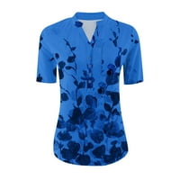 Ljeto Plus veličine vrhova Ženska bluza s kratkim rukavima Modni grafički otisci Košulje plave l