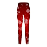 Jeseni dno za žene Božićne trčanje tiskanje elastičnosti hlače za vježbanje nogu joge hlače tople hlače Istezanje hlača crvena l