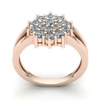 Natural 1CT okrugli rez Diamond Dame Bridal Clots Cvjetni godišnjica Angažovanje prstenasto 14K ruža,