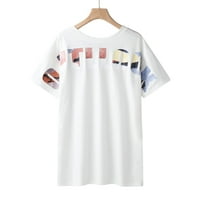 Košulje za žene Loase Fit Summer Casual Solid Colorprint Kratki rukav labav bluza Žene na vrhu Bijela