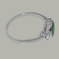 Britanci izrađeni sterling srebrni pravi originalni Emerald & Diamond Womens Obećani prsten - Opcije