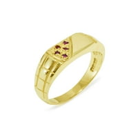 Britanci napravio 14k žuti zlatni prirodni rubin muški prsten za bend - Opcije veličine - Veličina 8.5