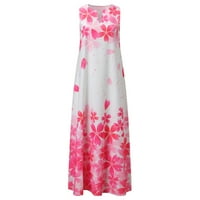 Miayilima Mini haljine za žene Ljeto bez rukava cvjetni ispis V-izrez Maxi Labava haljina Boho Beach