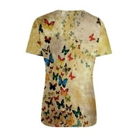 Košulje za vježbanje za žensku kauzal okrugli vrat za bluzu za bluzu kratkih rukava Majica Ljetni vrhovi
