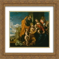 Paolo Veronese Matted Gold Ornate uramljena umjetnost Ispis 'Brak Saint Catherine'