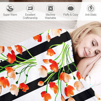 Odštampana cvjetna prugasta flanel sa jastukom za krevet za krevet dnevni boravak Soba kauč na razvlačenje