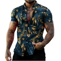 Leesechin ponude Muške majice Modni casual tipke Hawaii Ispis Isključivanje kratkih rukava bluza za