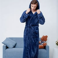 Gusta flanela pune boje rever Početna odjeća s kapuljačom dugih rukava Robe COATDDARK BLUE XL
