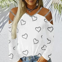 Žene casual vrhovi Srce tiskano TOP V izrez van majica s dugim rukavima
