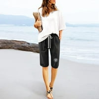 Žene cvjetni print ljetovokožni otisci Kratke hlače na plaži pamučne hlače Džek za vježbanje pet bodova
