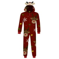 Uklapanje božićne pidžame Hoodie BodySuit setovi jelena glava snježna pahuljica od tiskane kapuljače