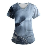 Bluze za slobodno vrijeme kratkih rukava Grafički otisci vrhovi okrugli izrez ljeta za žene mornarice