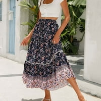 Duge suknje za žene Ljeto Maxi suknja Slit ženski boho elastični visoki struk Line suknje rufflew plaža