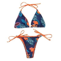 AAYOMET Womens bikini Žene čipke udruženi vrat Viseći kupaći kostim set dvostruki struk konop bikini