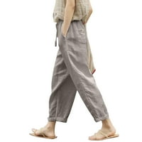 Teretne pantalone za žene Radne ležerne čvrste čipke udružene baggy elastična struka široka noga sa