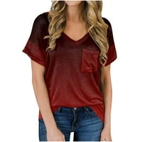 Ženske bluze Moda Žene V-izrez Ležerne prilike za ispis kratkog rukava Majica TOP WINE XL