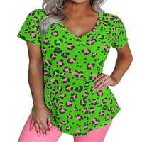Avamo dame Modni Leopard Print majica s kratkim rukavima Labava tunika Bluza Boja blok plaže Majica