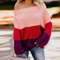 Jesen odjeća za žene ženske dugih rukava patchwork labavo hladno pletenje pulover džemper Osnovni toplinski