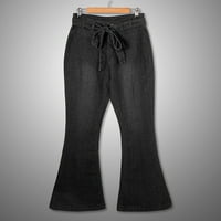 EdVintorg ženska eksplozija treperice crne klasične rastezmerne pantalone zvonane pantalone sa džepnim pantalonama Žene na čišćenju