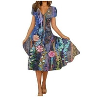 Bazyrey Womens V-izrez Haljine Ljetna casual moda cvjetna sitnica Swres haljina s