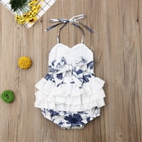 Nokpsedcb novorođene djevojke cvjetna odjeća remen za romper kombinezon za ljetnu odjeću Plava 18-mjeseci