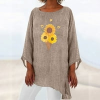 Suncokretove košulje za žene Ležerne prilike dugih rukava pamučne posteljine prevelizirane vrećice Dressy
