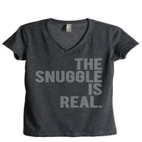 Tenk navoja Snuggle je pravi ženski opušteni majica s V-izrezom TEE CHARCOAL 2x-Large