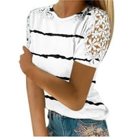 Košulje za žene Grafički vintage vrhovi čipke Crochet kratki rukav Crewneck majice Dressy Bluzes majica